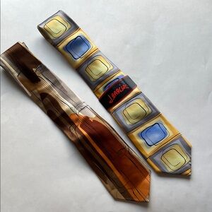 J. Garcia Yellow and Brown Geometric Men's Tie Set